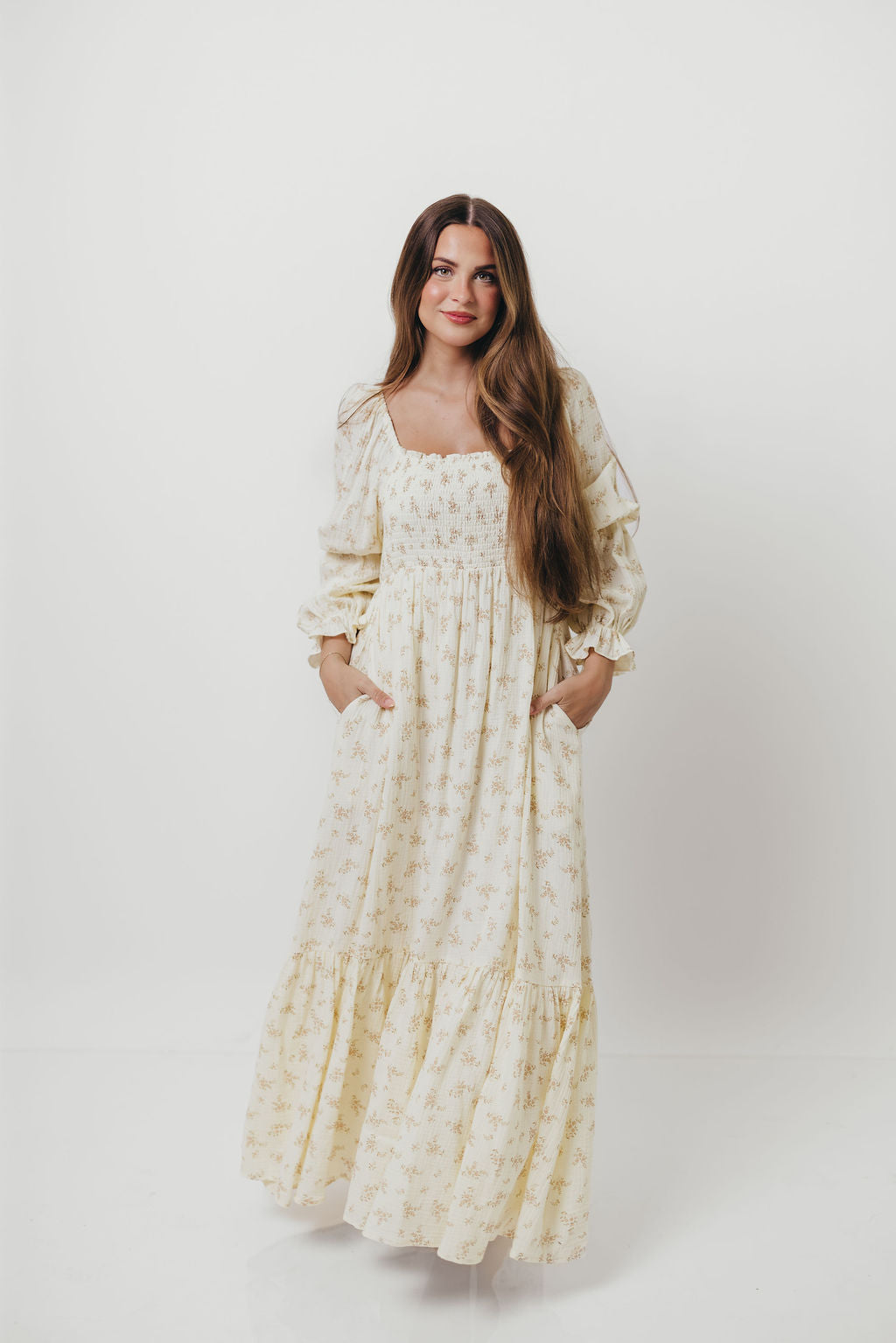 Emerson Smocked Maxi Dress in Blush Floral