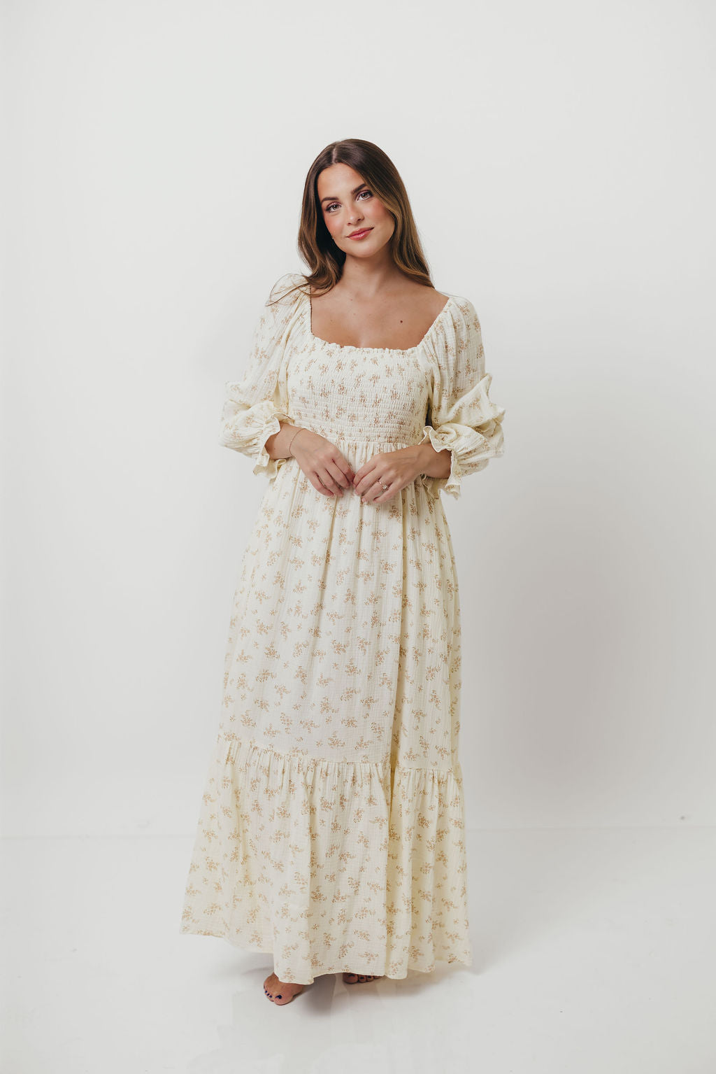 Emerson Smocked Maxi Dress in Blush Floral