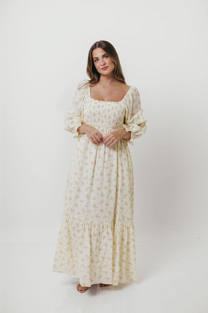 Emerson Smocked Maxi Dress in Blush Floral