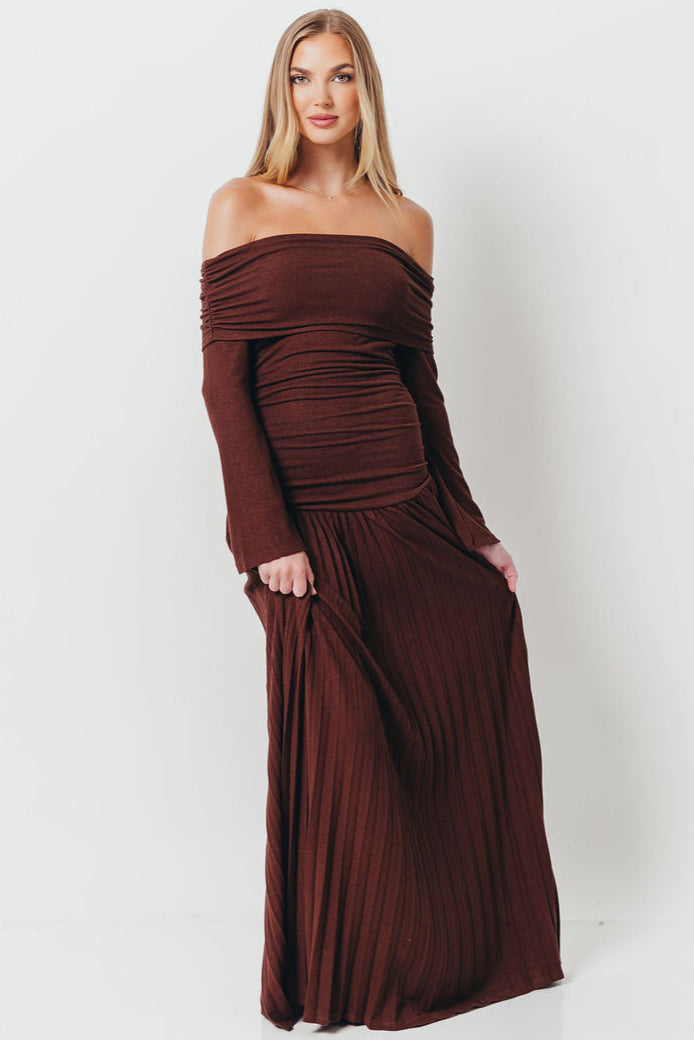 Lennox Long Sleeve Maxi Dress in Brown