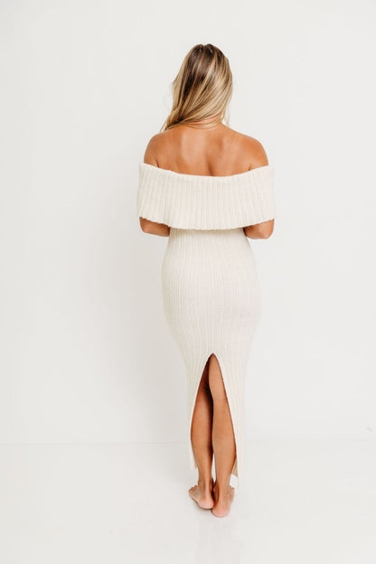 Aston Bow Front Maxi Sweater Dress in Ivory– Bump Friendly & Inclusive Sizing (S-3XL)