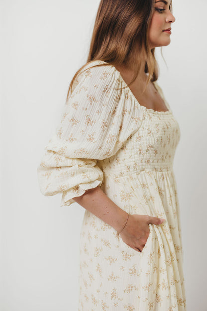 Emerson Smocked Maxi Dress in Blush Floral