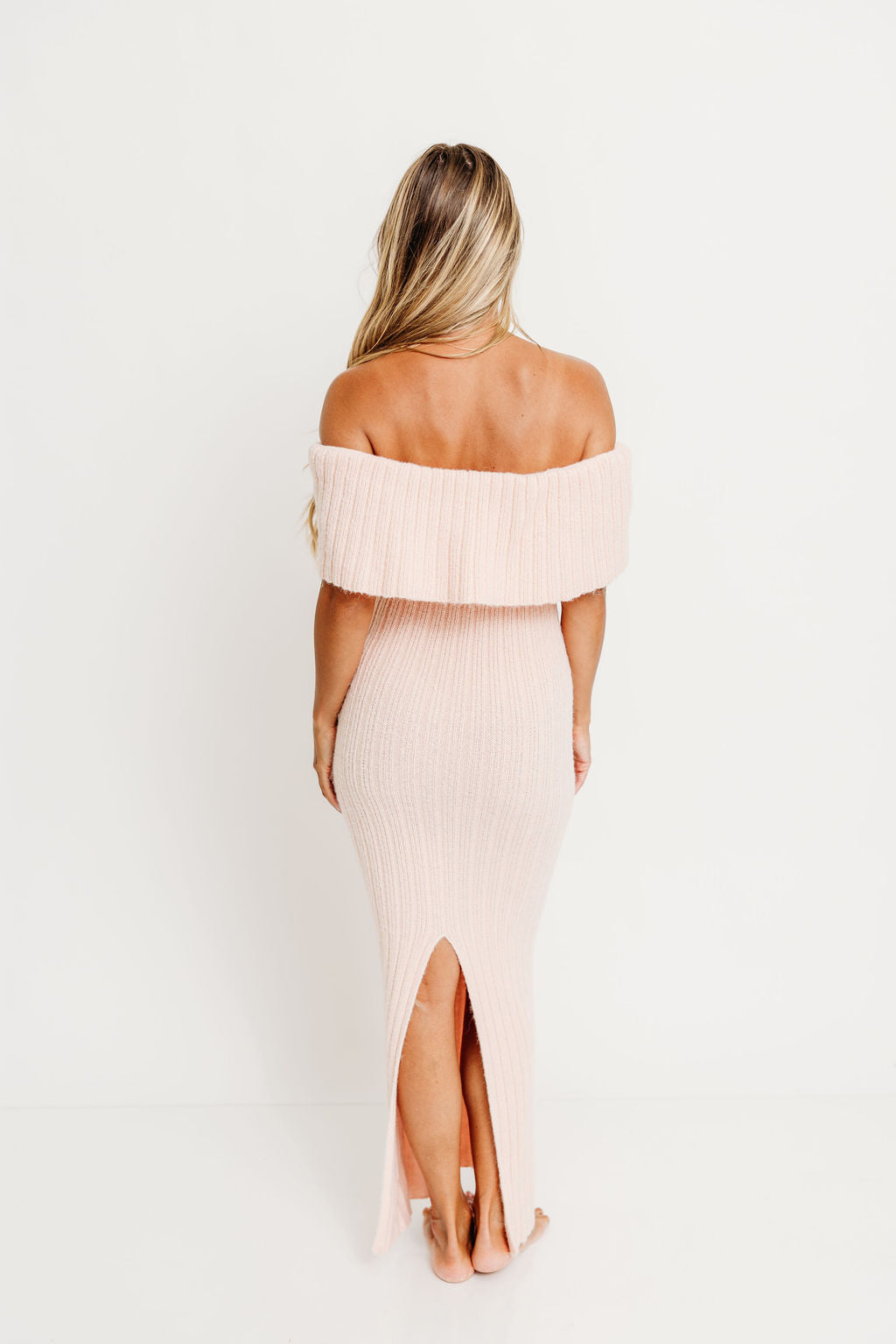 Aston Bow Front Maxi Sweater Dress in Pinkish Petal – Bump Friendly & Inclusive Sizing (S-3XL)