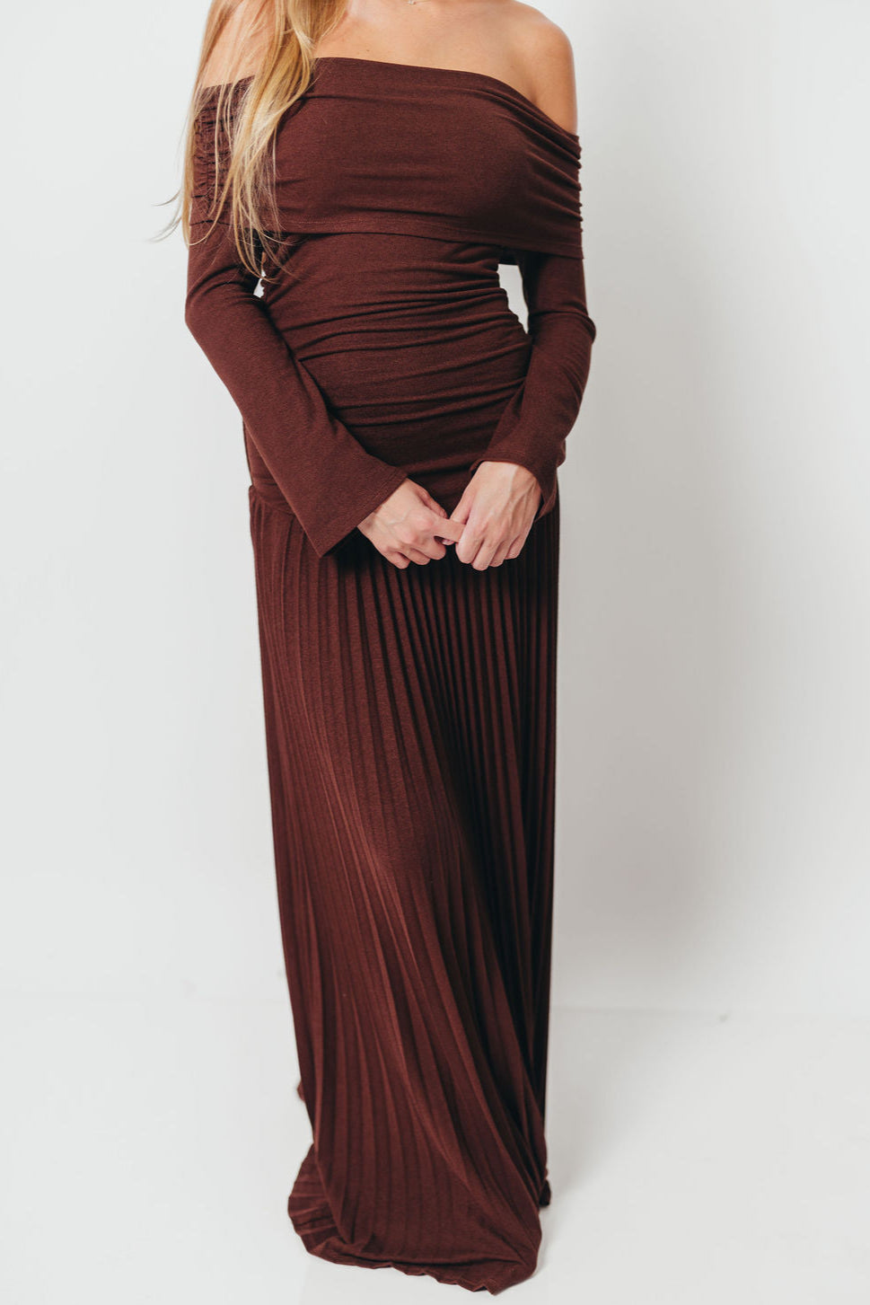 Lennox Long Sleeve Maxi Dress in Brown
