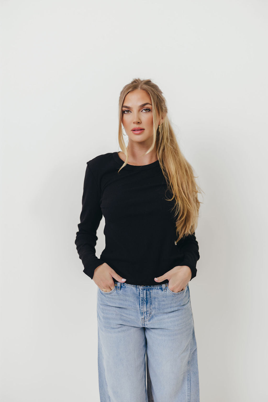 Kathy Long Sleeve Tee in Black