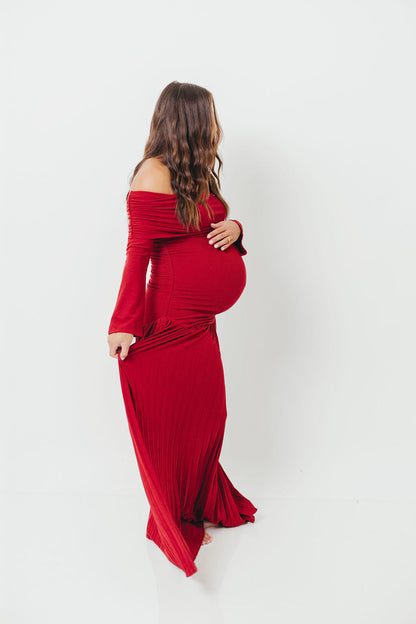 Lennox Long Sleeve Maxi Dress in Red