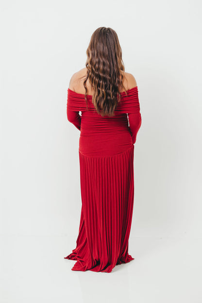 Lennox Long Sleeve Maxi Dress in Red