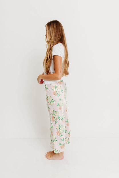 Belinda Summer Blossom Maxi Skirt in Baby Pink