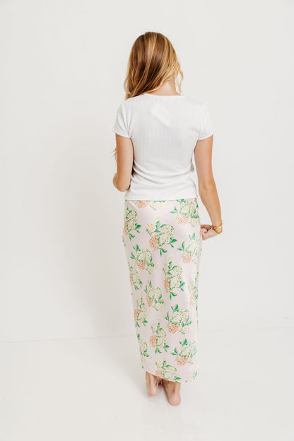 Belinda Summer Blossom Maxi Skirt in Baby Pink