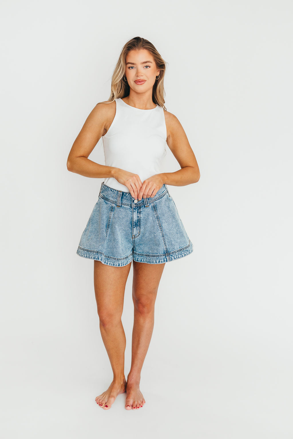 Helena Washed Denim Skort