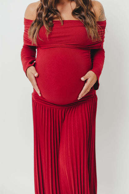 Lennox Long Sleeve Maxi Dress in Red