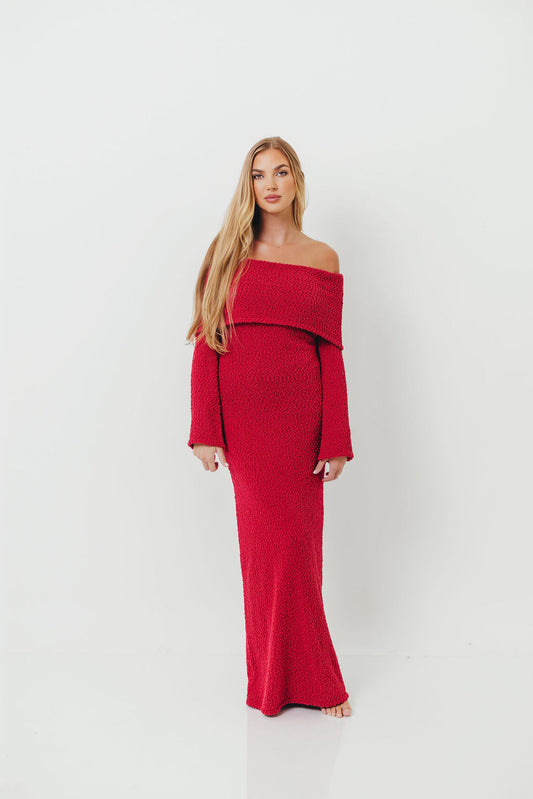 Nora Knit Maxi Dress in Muted Red - Bump Friendly