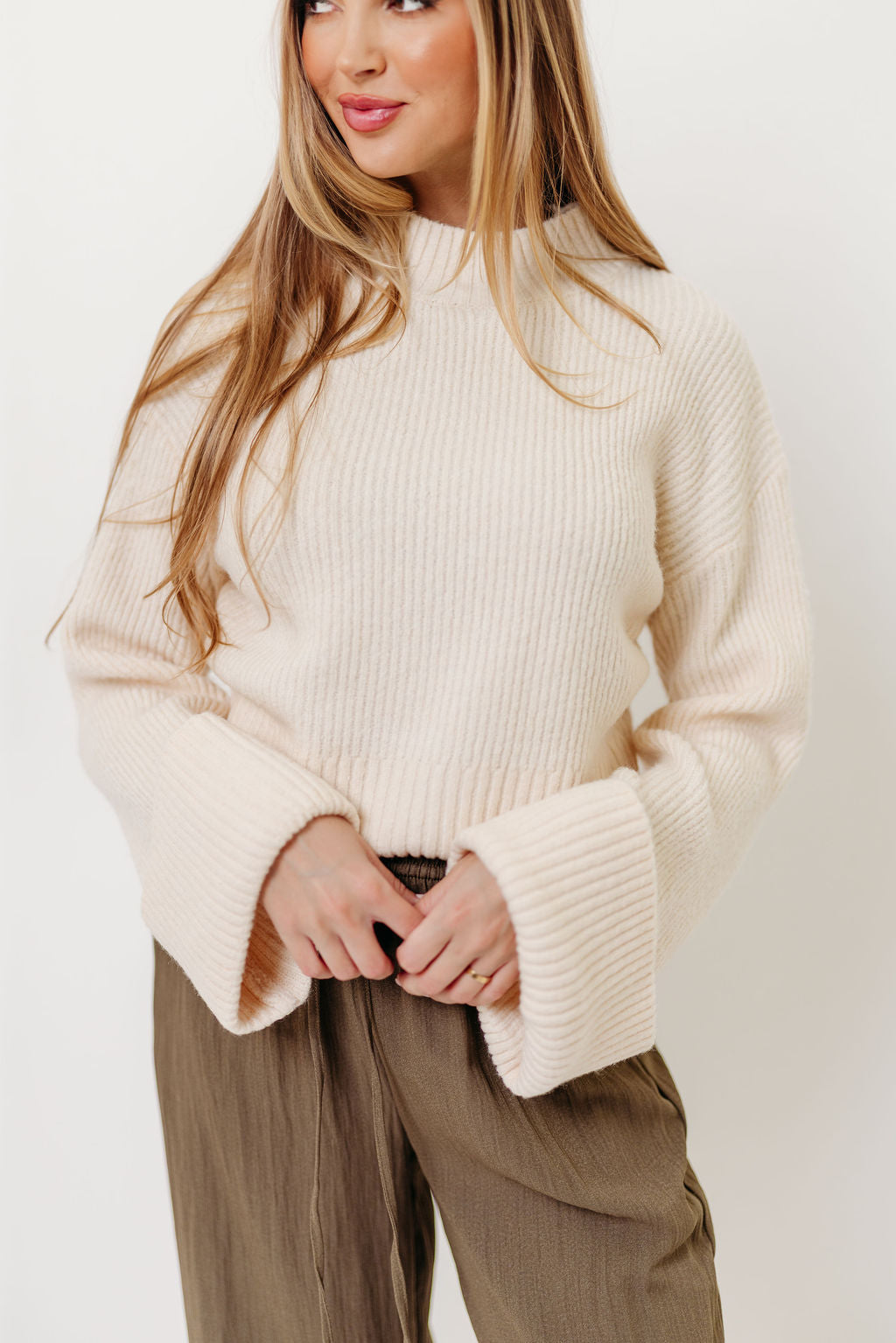 Freida Mock-Neck Sweater in Cream