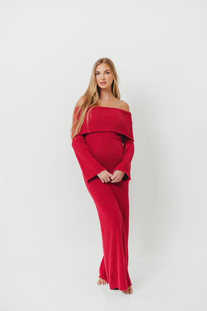 Nora Knit Maxi Dress in Muted Red - Bump Friendly
