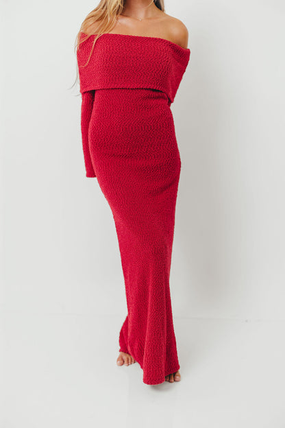 Nora Knit Maxi Dress in Muted Red - Bump Friendly
