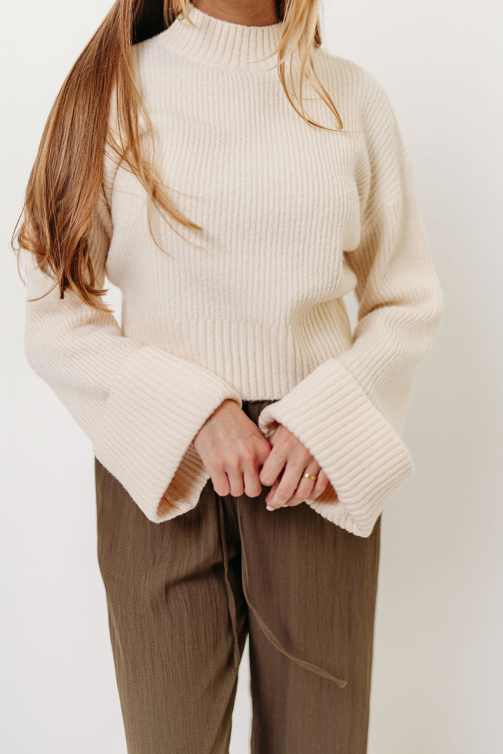 Freida Mock-Neck Sweater in Cream