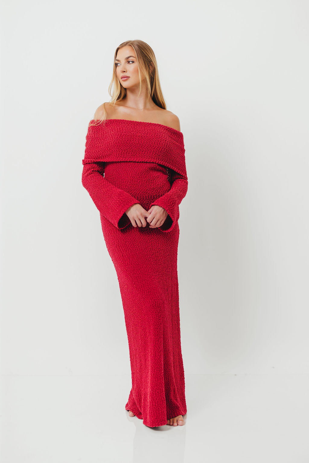 Nora Knit Maxi Dress in Muted Red - Bump Friendly