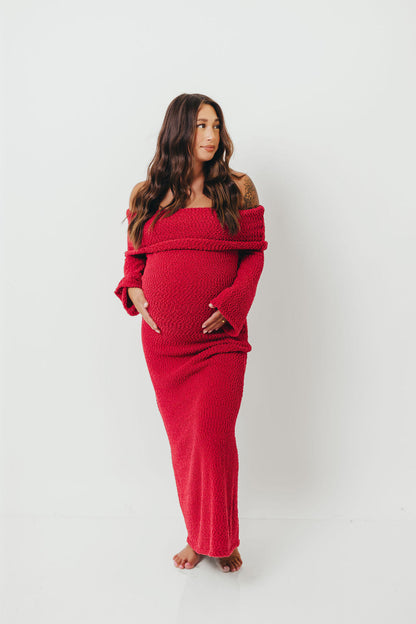 Nora Knit Maxi Dress in Muted Red - Bump Friendly