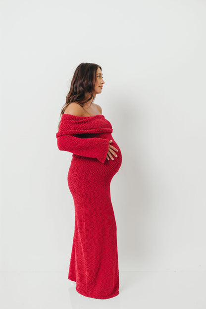Nora Knit Maxi Dress in Muted Red - Bump Friendly