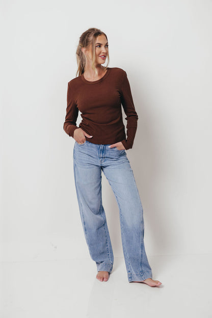 Kathy Long Sleeve Tee in Brown