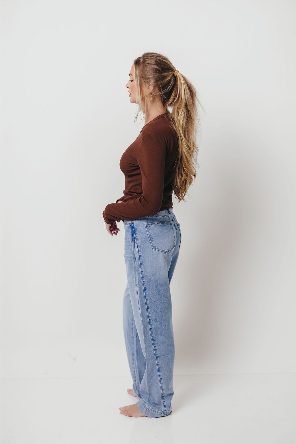 Kathy Long Sleeve Tee in Brown