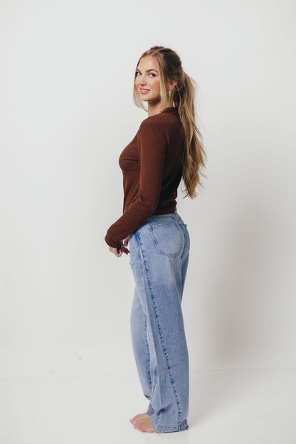 Kathy Long Sleeve Tee in Brown