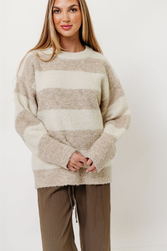 Hollis Textured Sweater in Cream Taupe