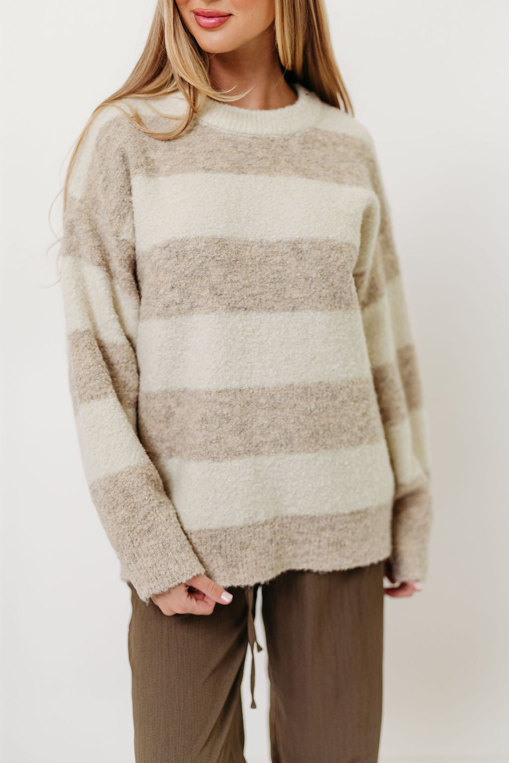 Hollis Textured Sweater in Cream Taupe