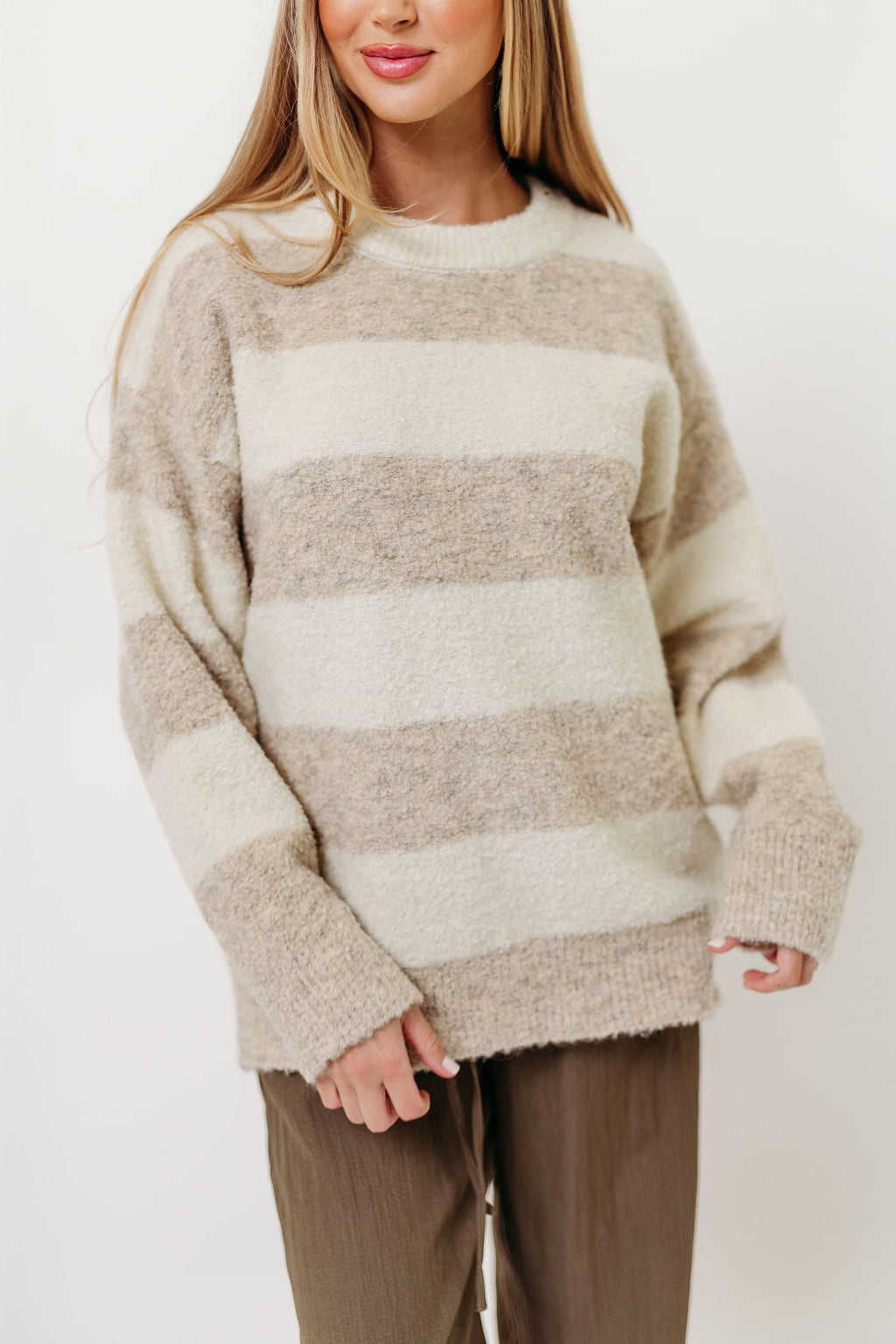 Hollis Textured Sweater in Cream Taupe