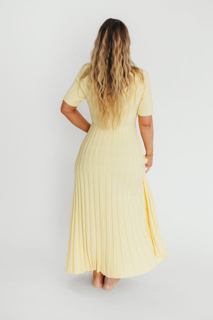 Oakley Ribbed Maxi Dress in Light Yellow - Bump Friendly