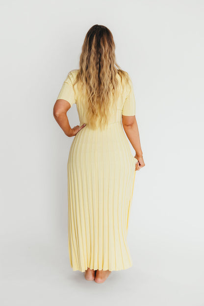 Oakley Ribbed Maxi Dress in Light Yellow - Bump Friendly