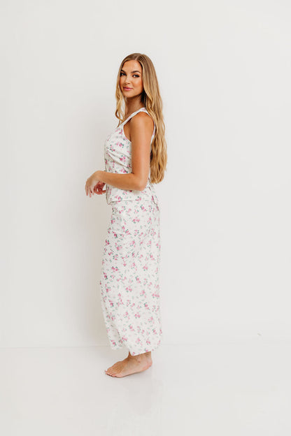Melrose Floral Button-Up Top and Maxi Skirt Set in Off White