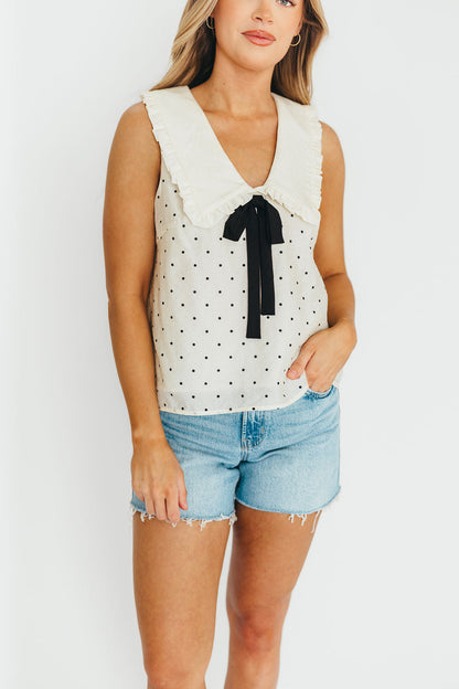 Nelly Polka Dot Blouse in Cream/Black