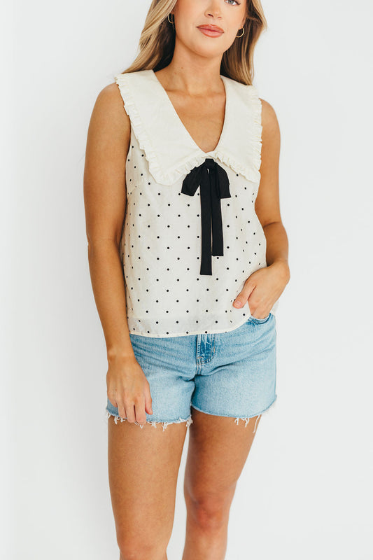Nelly Polka Dot Blouse in Cream/Black