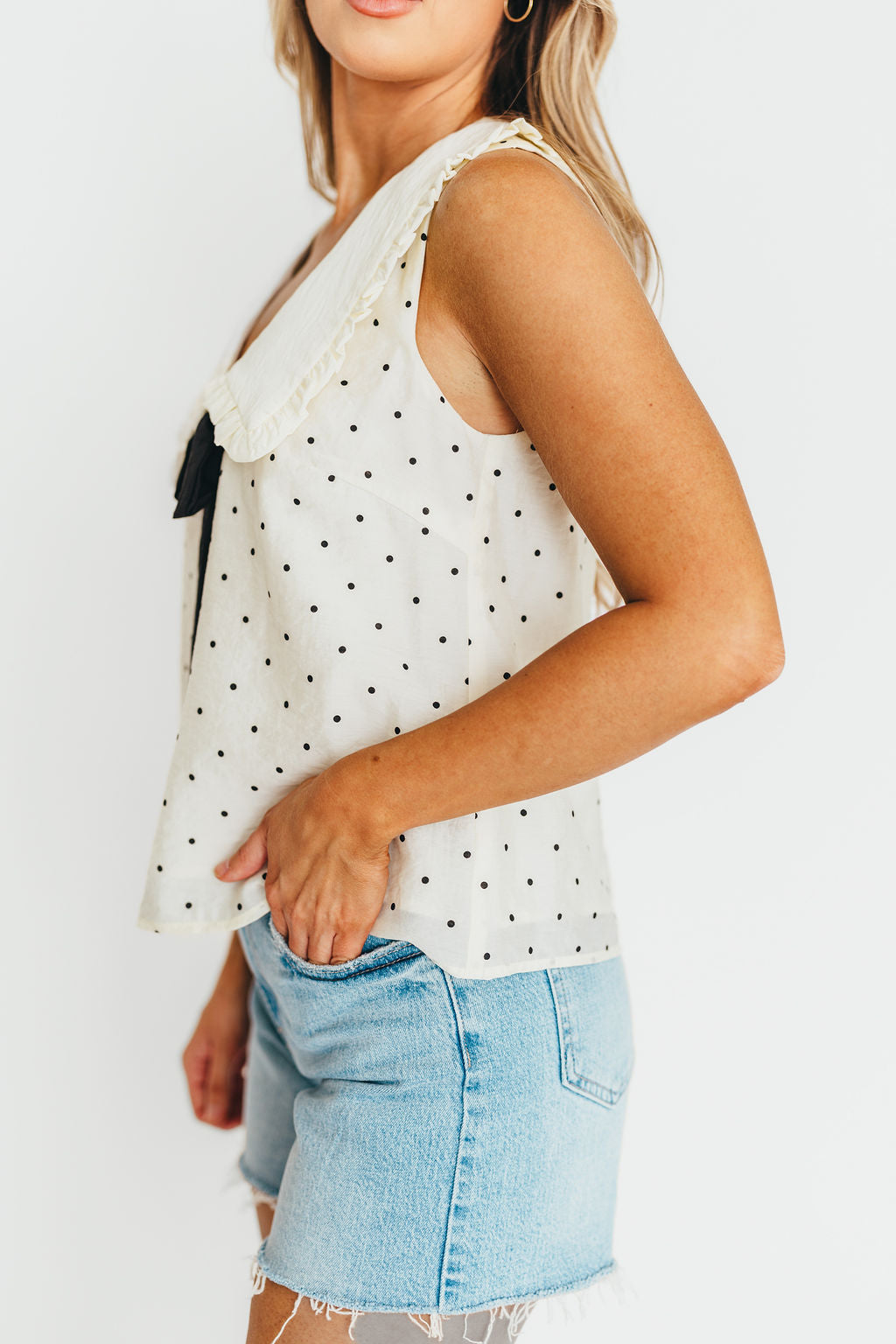 Nelly Polka Dot Blouse in Cream/Black