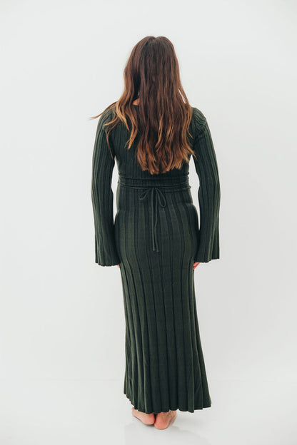Rowan Square Neck Maxi Dress in Evergreen