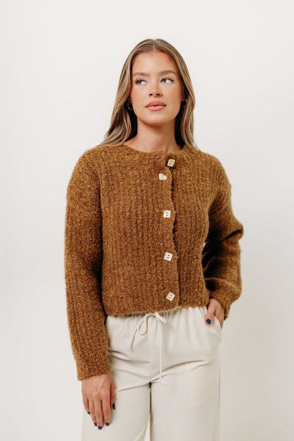 Samara Plush Cardigan Top in Dark Mustard