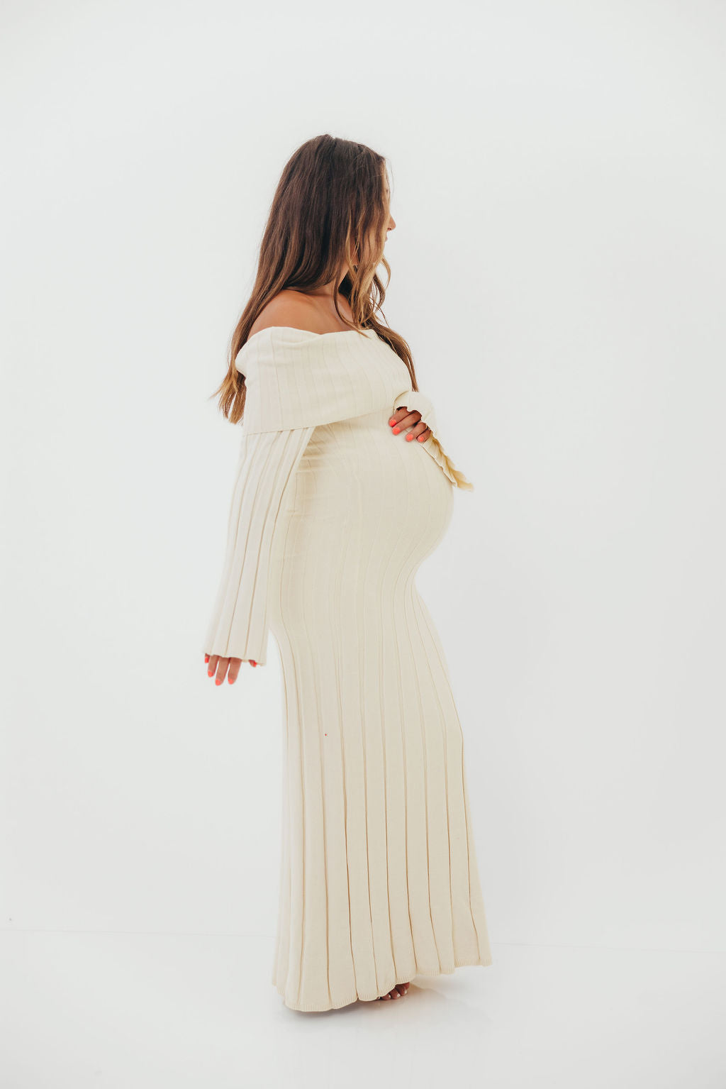 Evella Maxi Dress in Cream - Bump Friendly & Inclusive Sizing