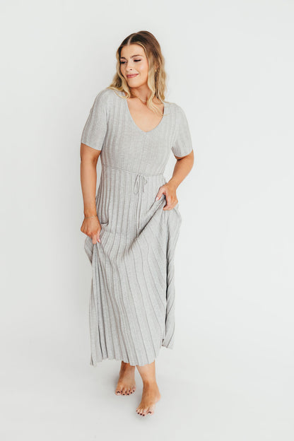 Oakley Ribbed Maxi Dress in Heather Grey -Bump Friendly