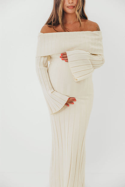 Evella Maxi Dress in Cream - Bump Friendly & Inclusive Sizing