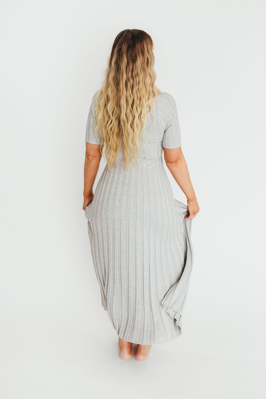 Oakley Ribbed Maxi Dress in Heather Grey -Bump Friendly