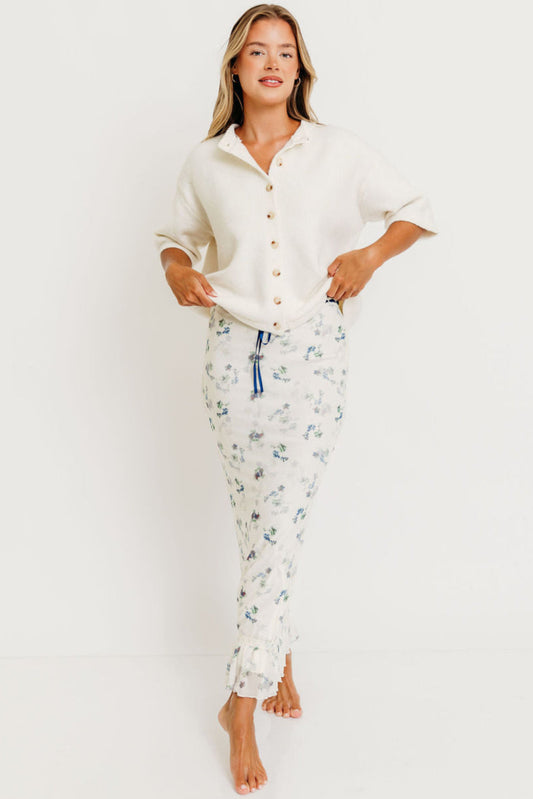 Davina Button-Up Sweater in Off-White