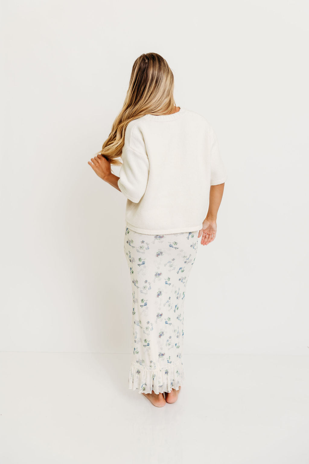 Davina Button-Up Sweater in Off-White