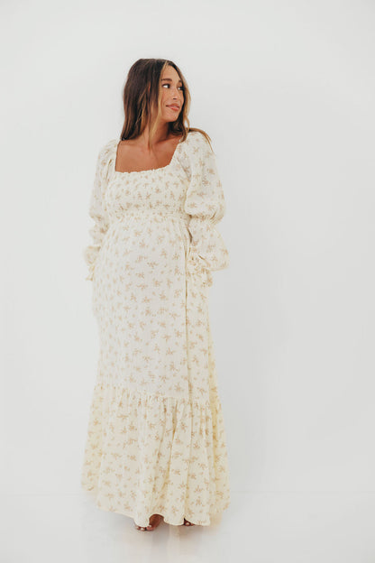 Emerson Smocked Maxi Dress in Blush Floral
