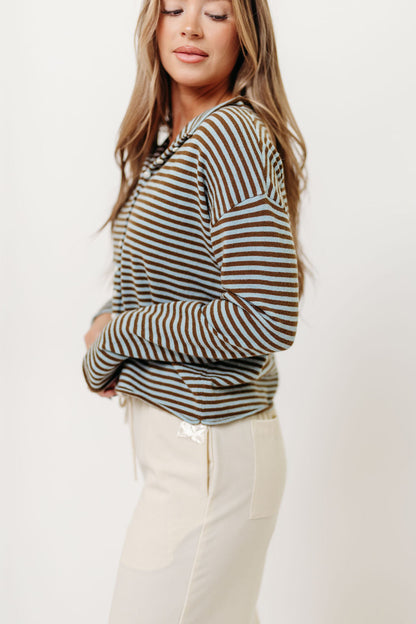 Elisa Cardigan Top in Blue/Brown