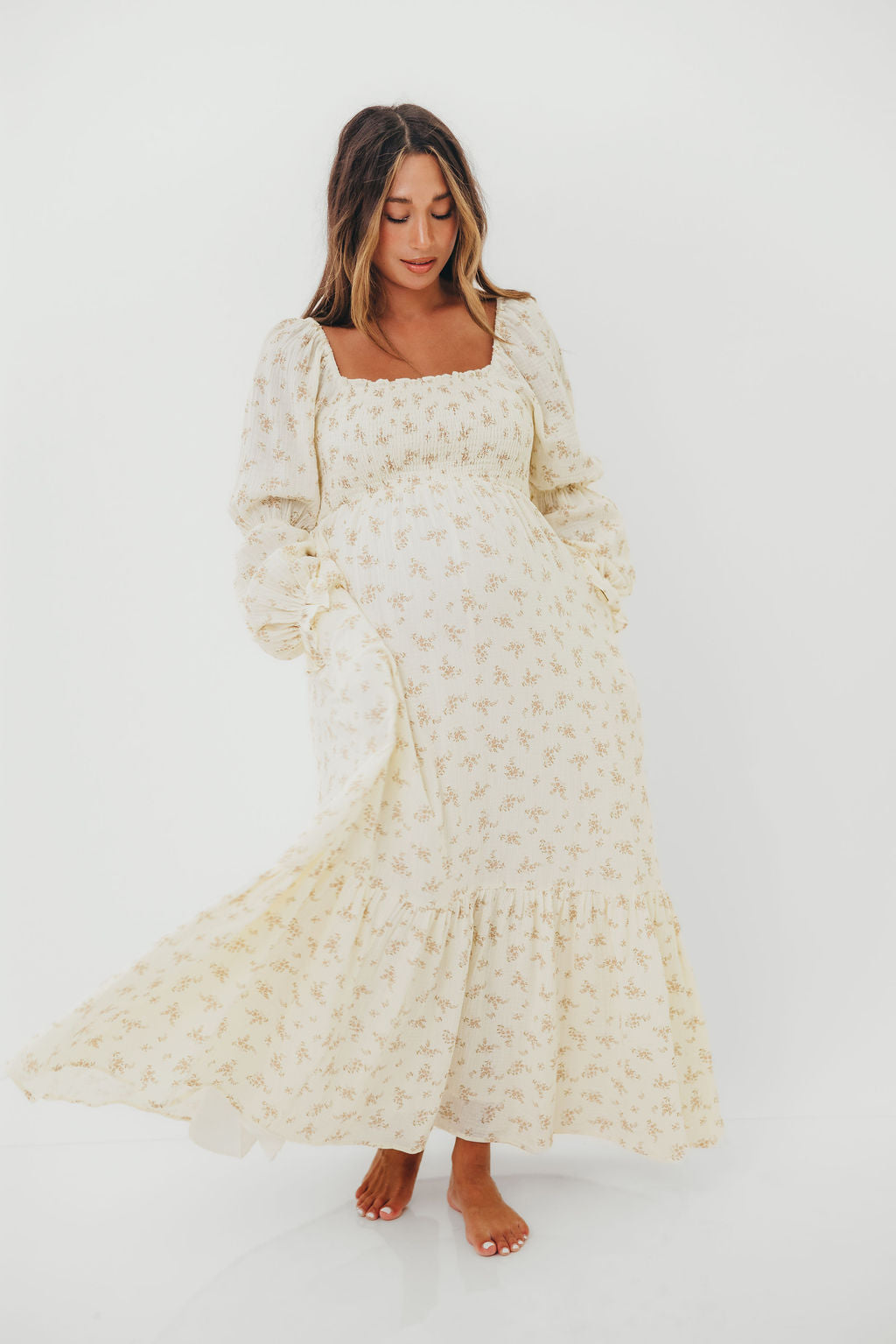 Emerson Smocked Maxi Dress in Blush Floral