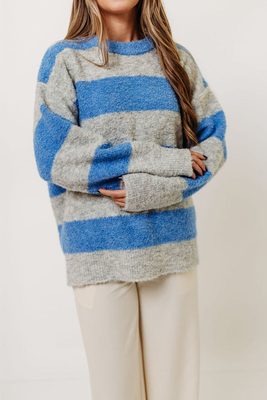 Hollis Textured Sweater in Blue Grey