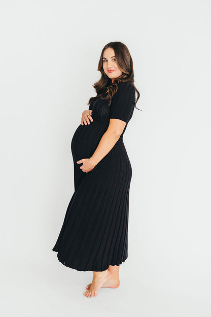 Oakley Ribbed Maxi Dress in Black - Bump Friendly