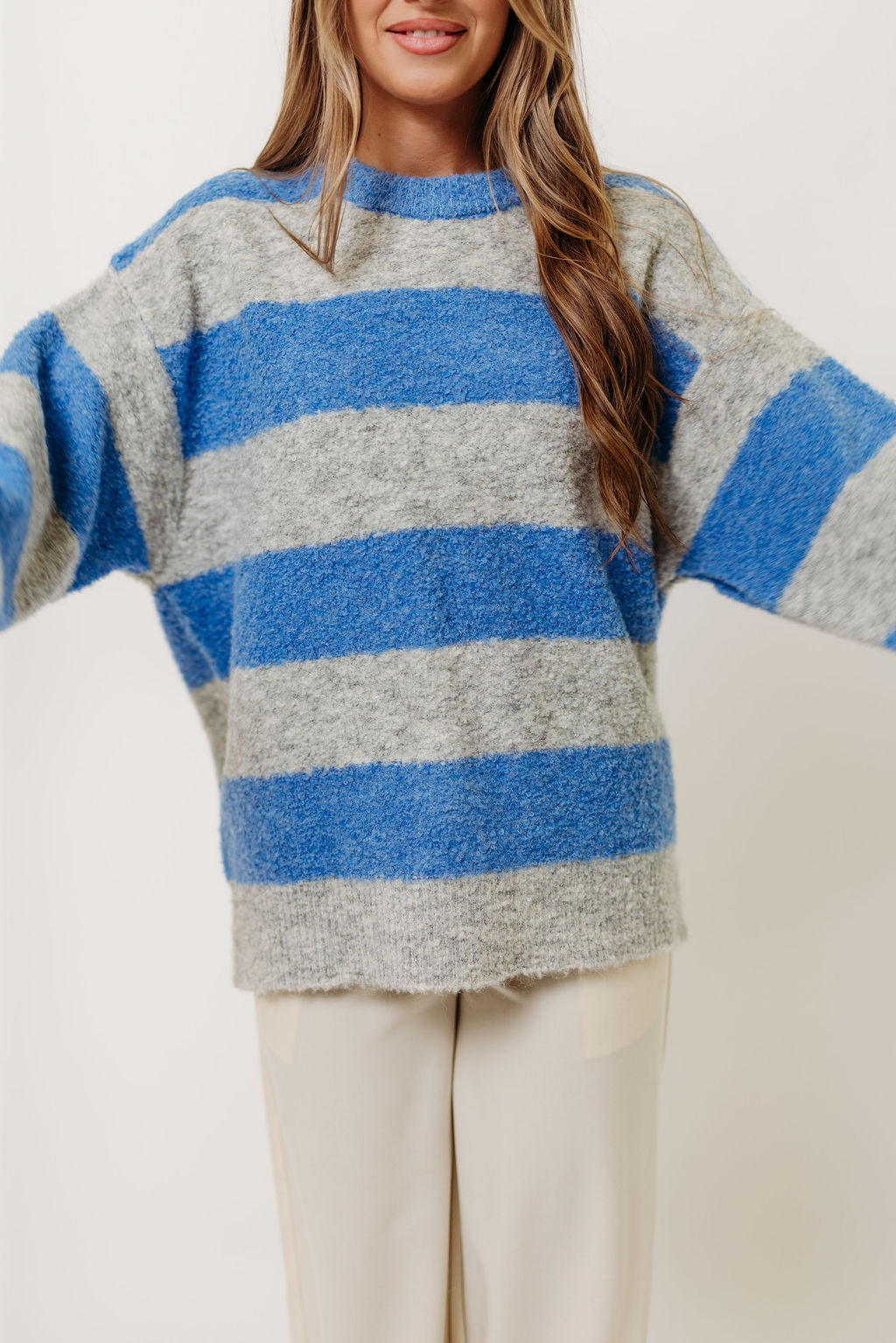 Hollis Textured Sweater in Blue Grey
