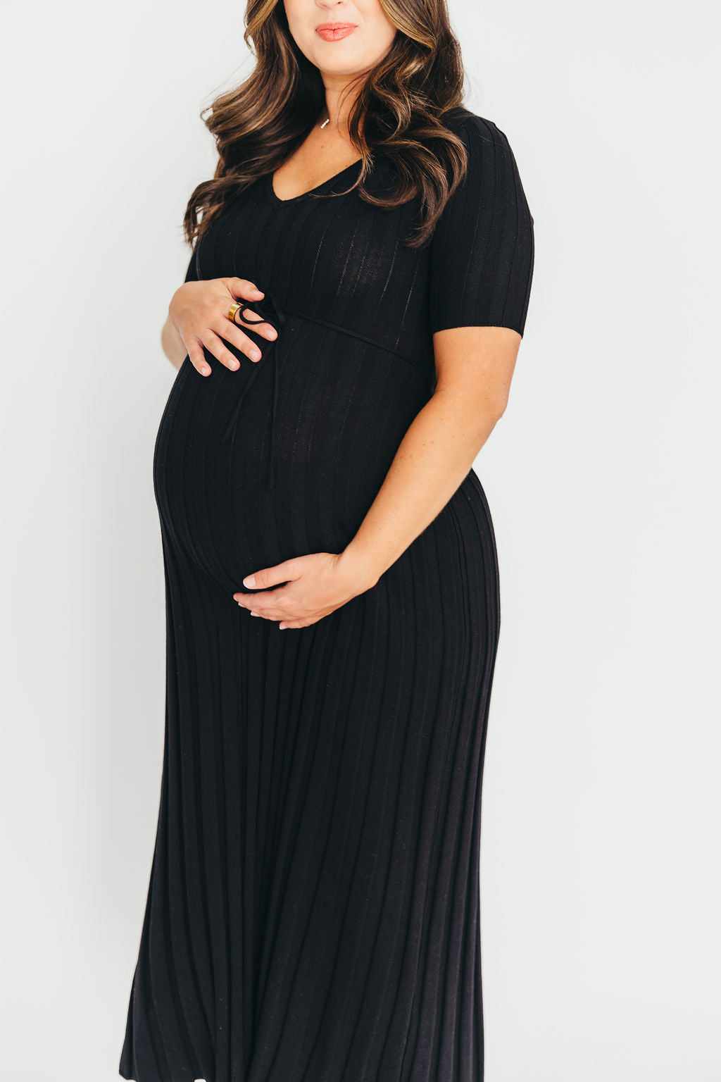 Oakley Ribbed Maxi Dress in Black - Bump Friendly